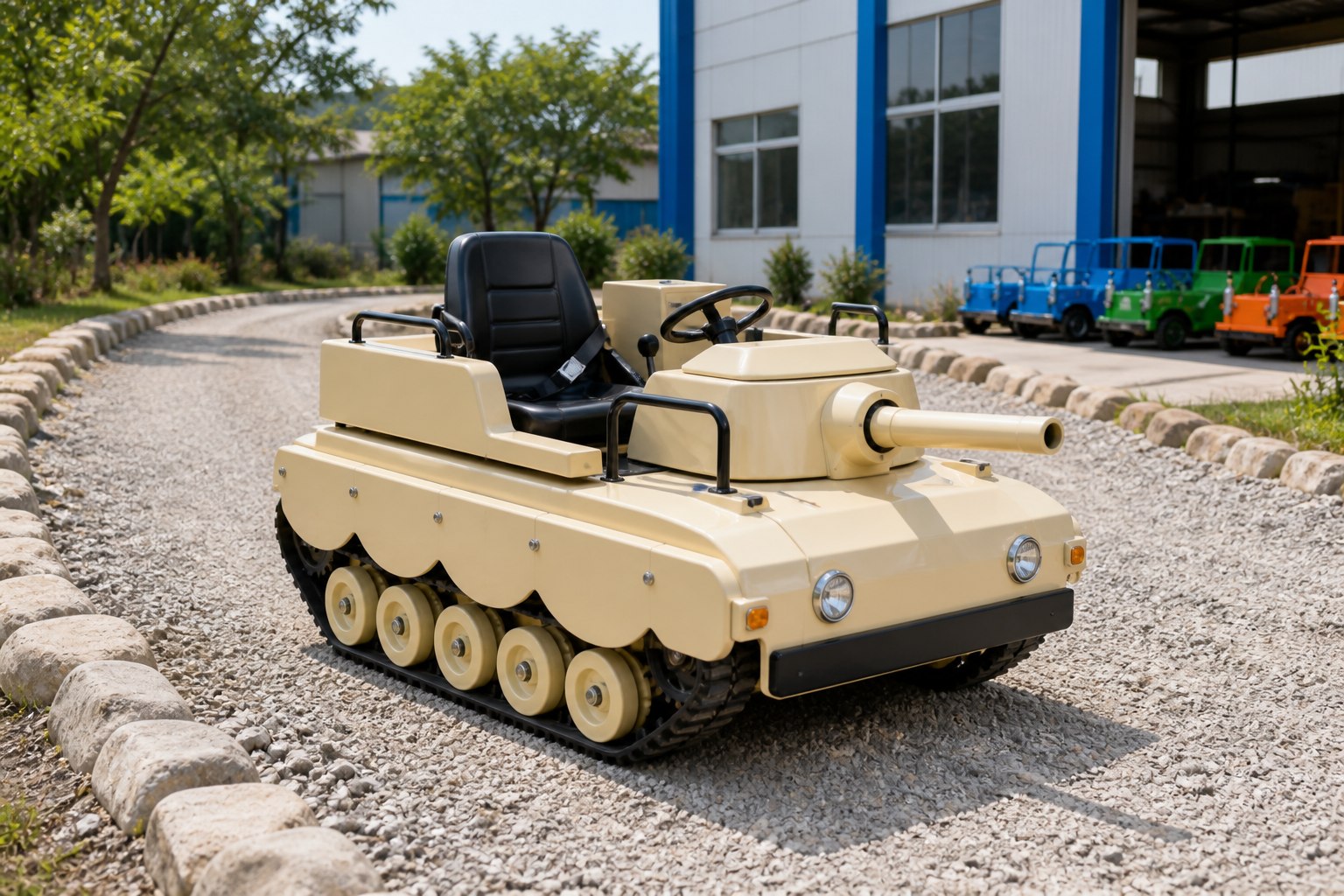 AI-generated concept of a miniature tank-style leisure vehicle